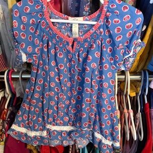 Matilda Jane Blue and Red Floral Kids Blouse